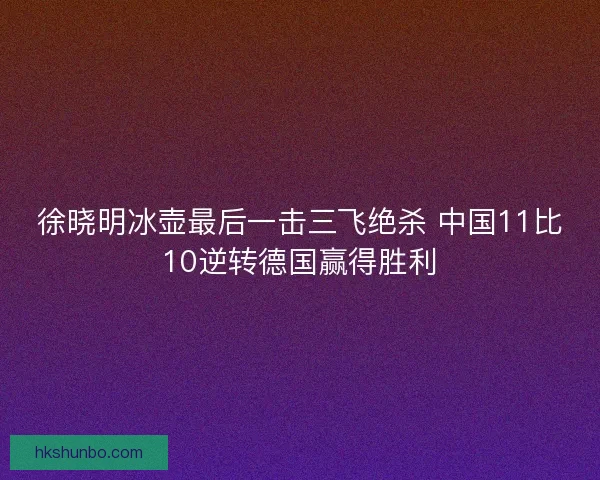 徐晓明冰壶最后一击三飞绝杀 中国11比10逆转德国赢得胜利